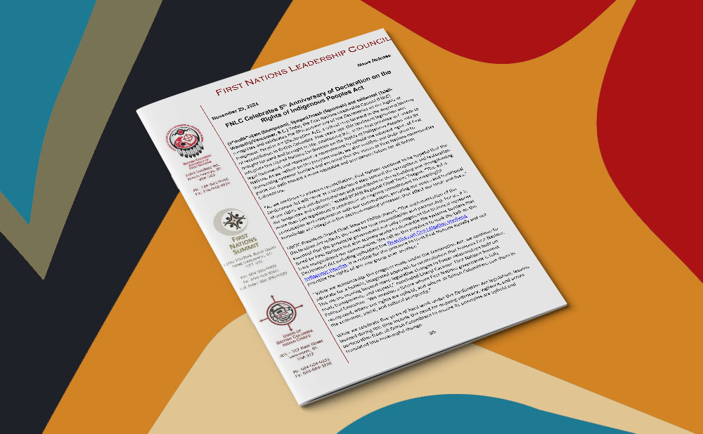 FNLC Celebrates 5th Anniversary of Declaration on the Rights of Indigenous Peoples Act