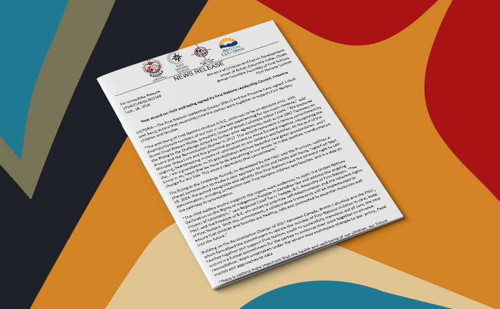 New accord on child well-being signed by First Nations Leadership Council, Province
